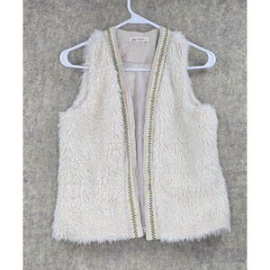 Indigo Thread Co. Faux Shearling Beige Vest XS Sleeveless Open Front